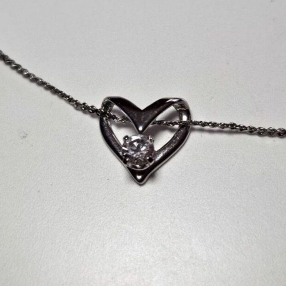 Vintage Avon sterling silver open heart pendant necklace 18"